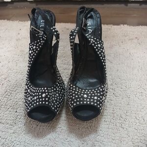 Liliana Black and Silver Studded Heels